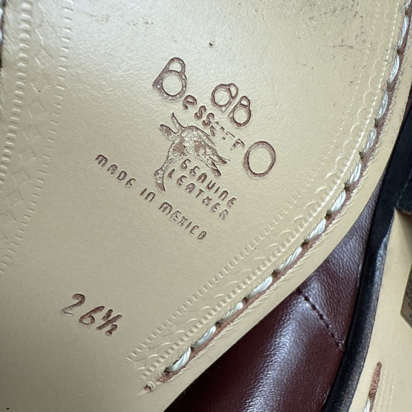 Besserro Ankle Dress Boots Men's 7.5 Goat Leather Dark Red Wine Burgundy Heeled - Picture 7 of 14